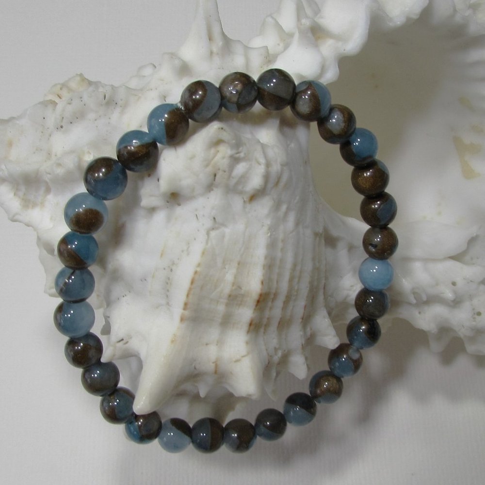 Natural Blue Mosaic Quartz Gemstone Bracelet